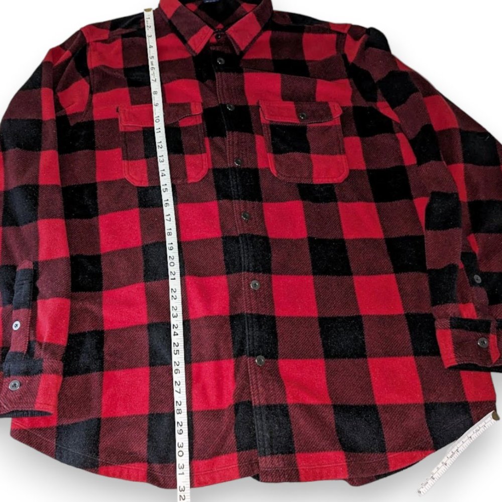 Red & Black Large Check Flannel Shirt George Soft Lightweight Mens 3XL 54-56 - Picture 3 of 8